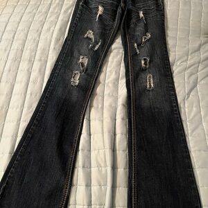 Distressed Black Women's Jeans